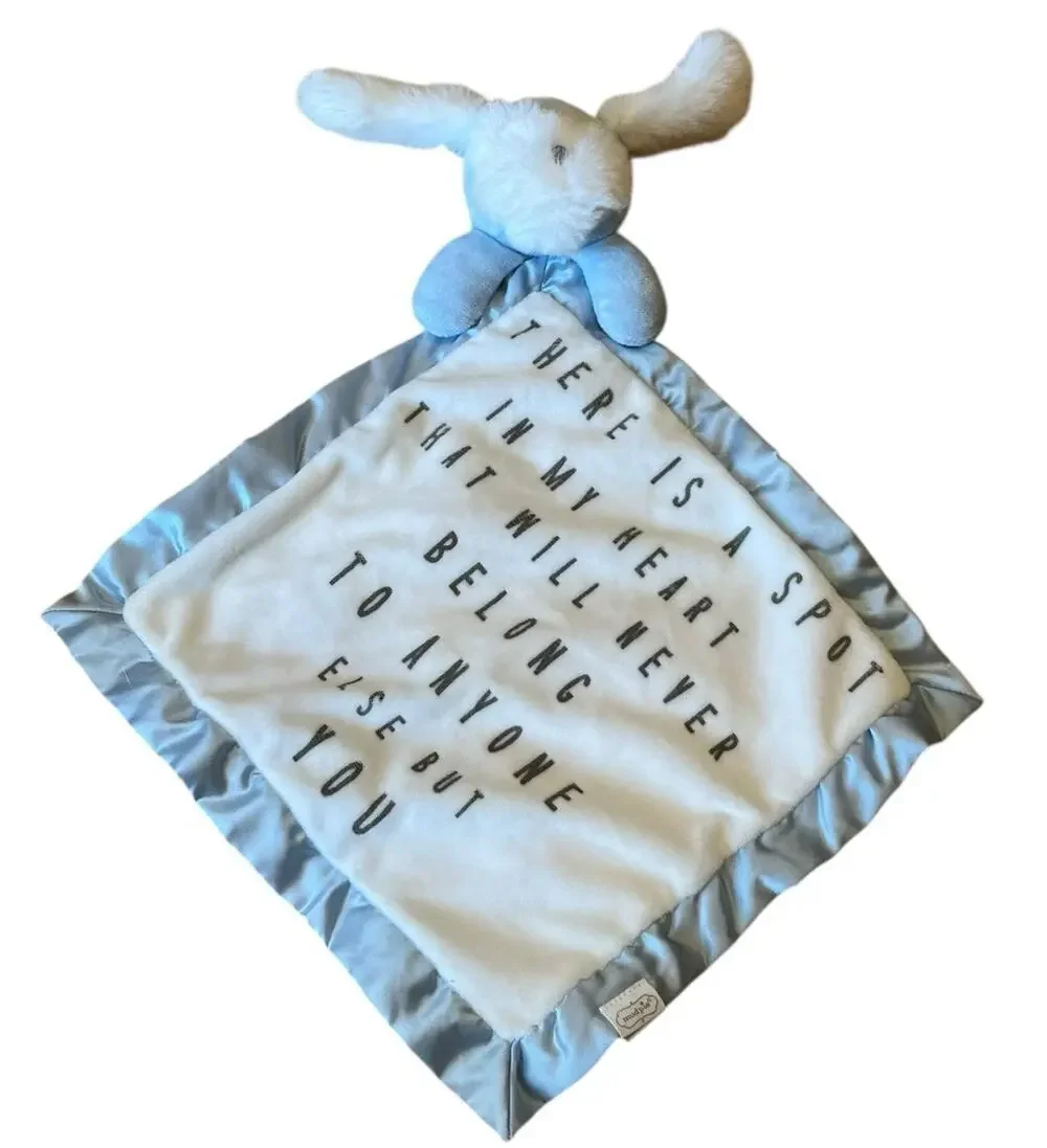Mud Pie Dog Lovey Security Blanket White Blue Puppy Quote Spot In My Heart 12”
